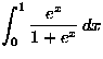 $\displaystyle\int_0^1\frac{e^x}{1+e^x}\,dx$