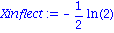 Xinflect := -1/2*ln(2)