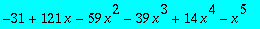 -31+121*x-59*x^2-39*x^3+14*x^4-x^5