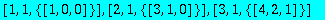 [1, 1, {vector([1, 0, 0])}], [2, 1, {vector([3, 1, ...