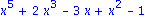 x^5+2*x^3-3*x+x^2-1