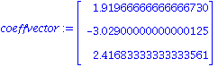 coeffvector := Vector[column]([[1.91966666666666730], [-3.02900000000000125], [2.41683333333333561]])