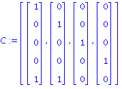 C := [Vector[column]([[1], [0], [0], [0], [1]]), Vector[column]([[0], [1], [0], [0], [1]]), Vector[column]([[0], [0], [1], [0], [0]]), Vector[column]([[0], [0], [0], [1], [0]])]