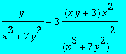 y/(x^3+7*y^2)-3*(x*y+3)/(x^3+7*y^2)^2*x^2