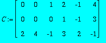 C := MATRIX([[0, 0, 1, 2, -1, 4], [0, 0, 0, 1, -1, ...
