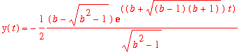 y(t) = -1/2*(b-sqrt(b^2-1))*exp((b+sqrt((b-1)*(b+1)...