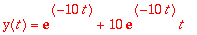 y(t) = exp(-10*t)+10*exp(-10*t)*t