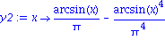 y2 := proc (x) options operator, arrow; arcsin(x)/Pi-arcsin(x)^4/Pi^4 end proc