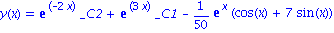 y(x) = exp(-2*x)*_C2+exp(3*x)*_C1-1/50*exp(x)*(cos(x)+7*sin(x))