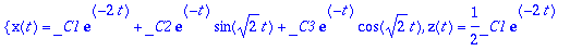 {x(t) = _C1*exp(-2*t)+_C2*exp(-t)*sin(sqrt(2)*t)+_C...