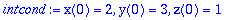 intcond := x(0) = 2, y(0) = 3, z(0) = 1