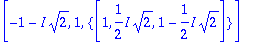 [-2, 1, {vector([2, -2, 1])}], [-1+I*sqrt(2), 1, {v...