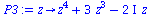 proc (z) options operator, arrow; `+`(`*`(`^`(z, 4)), `*`(3, `*`(`^`(z, 3))), `-`(`*`(`+`(`*`(2, `*`(I))), `*`(z)))) end proc